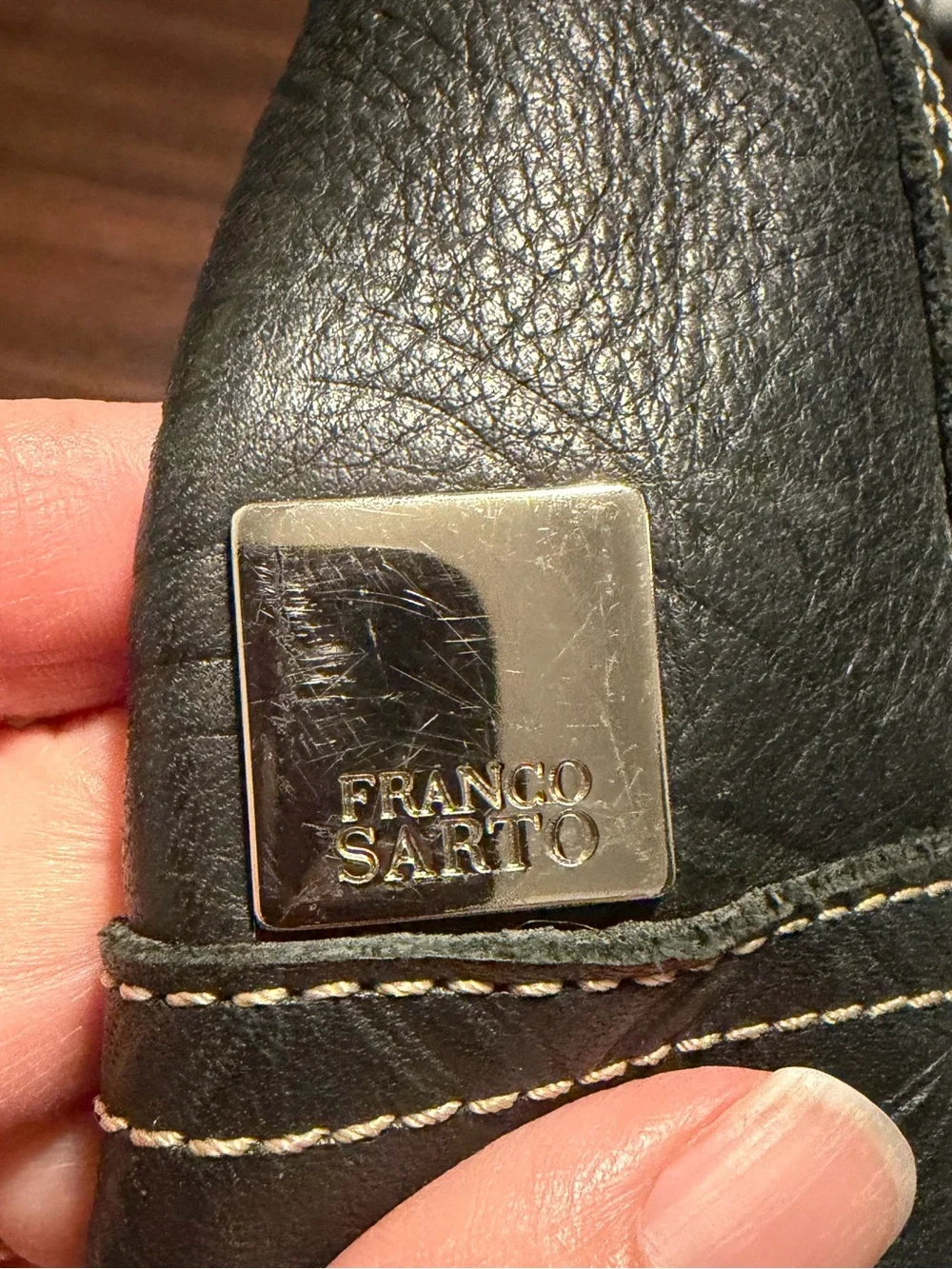Franco Sarto Black Embossed Leather Shoulder Hobo
